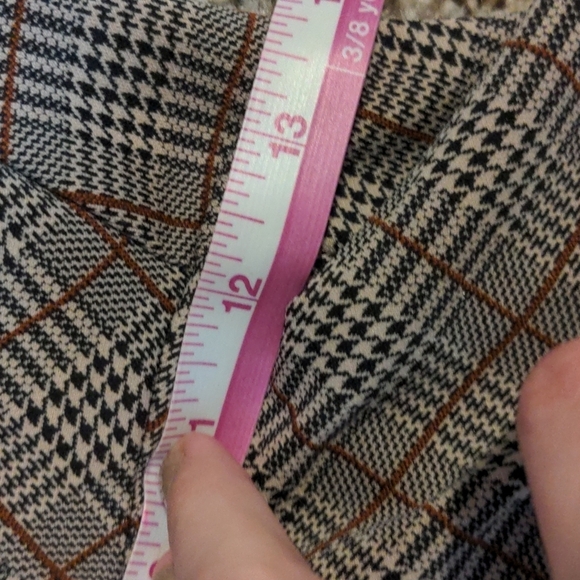 June & Hudson Glen Plaid High Waisted Pants Straight Leg Francesca's Tan Size 1 - Picture 9 of 12